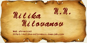 Milika Milovanov vizit kartica